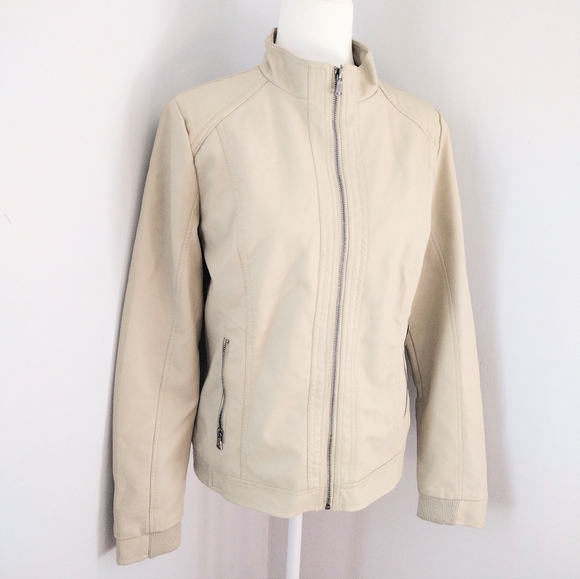 Royalty For Me Cream Biker Jacket Juniors Large - Picture 2 of 6